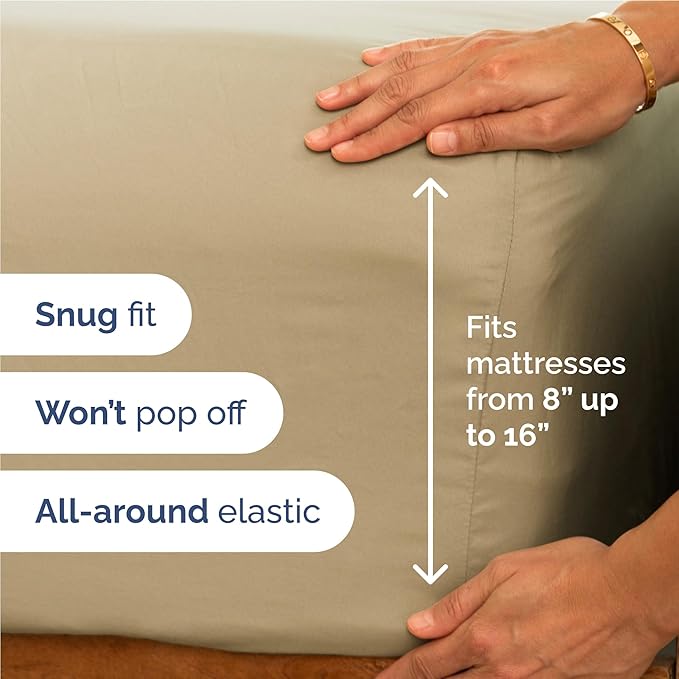 Twin XL 4 Piece Sheet Set - Cooling & Breathable Bed Sheets - Hotel Luxury Bed Sheets for Women, Men, Kids & Teens - Bedding with Deep Pockets & Easy Fit - Soft and Wrinkle Free - Twin XL Beige Sheets