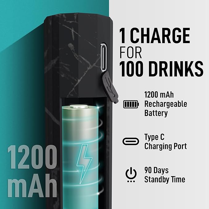 Zulay Froth N Go Milk Frother ??Rechargeable 3-in-1 Handheld Frother Wand with Travel Case & USB-C Charger ??Single, Double & Egg Whisk for Latte, Cappuccino, Matcha, Protein Shakes ??Black Marble