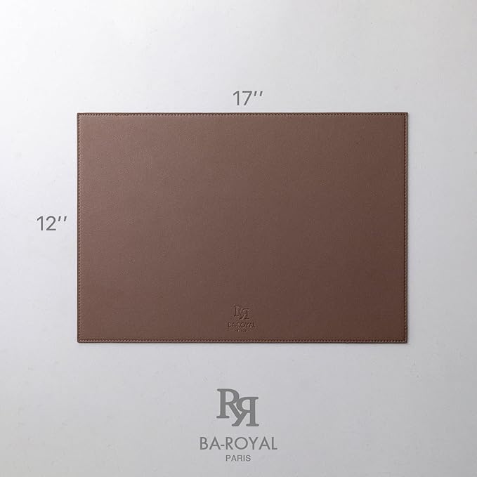 Baroyal Faux Leather Placemats Set of 12 Vinyl Washable Wipeable Table Mats for Kitchen Dining Table Heat Resistant Waterproof Modern Indoor/Outdoor Placemats Non-Slip Easy Clean Place Mats (Chocolat)