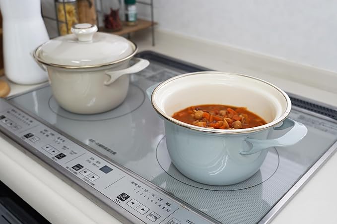 FUJIHORO JAPAN EX Series Cocotte EX-16C (Smoke Green), Enamel Kitchenware, PFAS-free, Japanese Design & Craftmanship