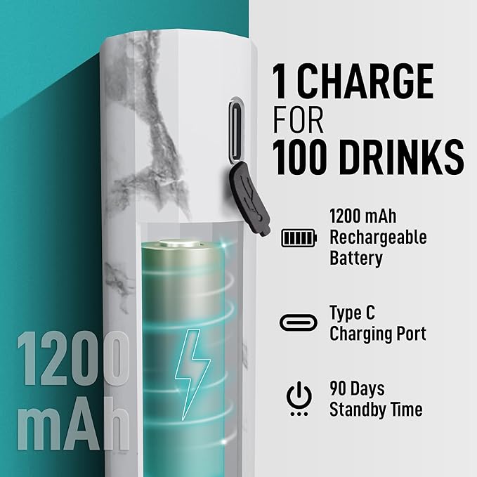 Zulay Froth N Go Milk Frother ??Rechargeable 3-in-1 Handheld Frother Wand with Travel Case & USB-C Charger ??Single, Double & Egg Whisk for Latte, Cappuccino, Matcha, Protein Shakes ??White Marble