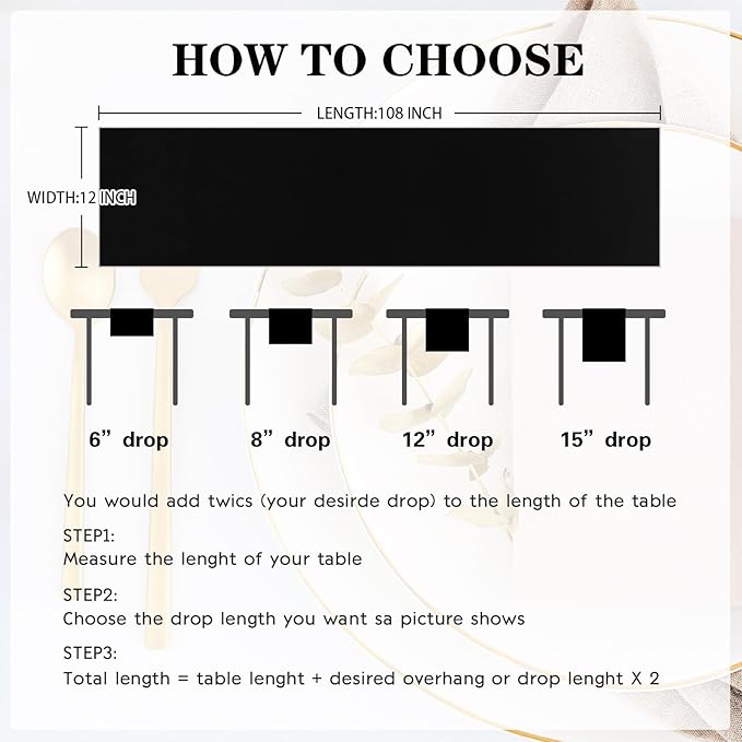 Yblut 10 Pack Satin Table Runner 12 x 108 Inch Long Black Silk Table Runner for Wedding Party Banquet Birthday Decoration