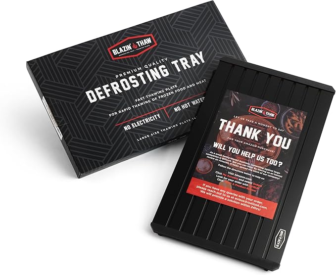 BLAZIN' THAW Defrosting Tray for Frozen Meat | 14??Large-Size | Aluminium Plate for Thawing Frozen Food | Natural Thawing Process | No Microwaves, No Cold/Warm Water Required |