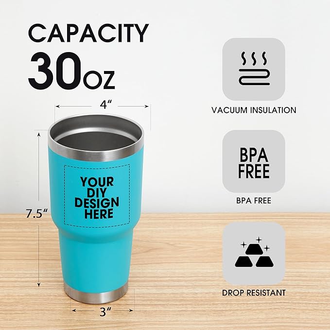 SMLIXE Personalized Coffee Tumbler Print in USA 30oz Stainless Steel Double Wall Insulated Coffee Cup With Text Photo Logo