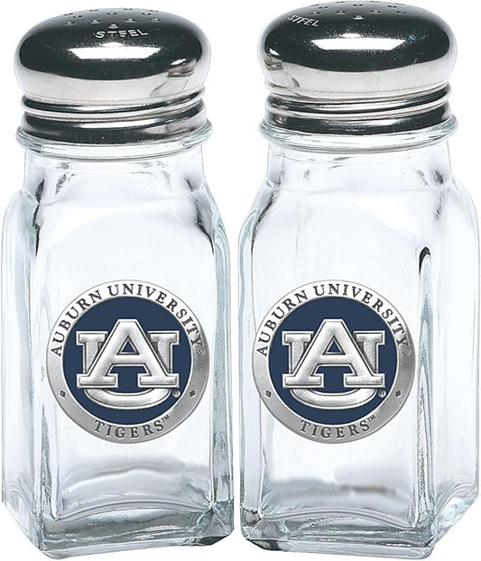 Heritage Pewter University of Auburn Tigers Salt and Pepper Shaker Set of 2 Bottles | Expertly Crafted Pewter Glass