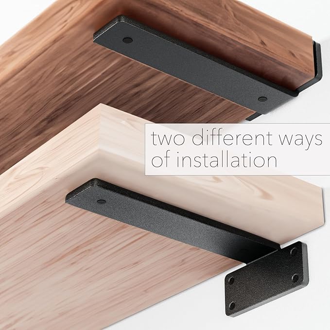 8 Pack Shelf Brackets 10 Inch Floating Shelf Bracket 1/5 inch Thick Heavy Duty Hidden Shelf Brackets Iron Metal Brackets for Shelf Support with Screw Included