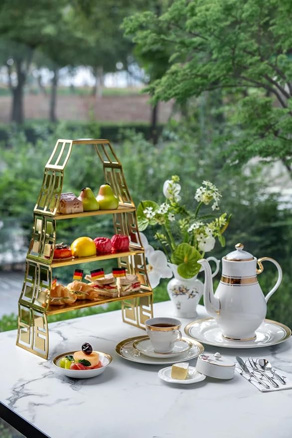 Aynsley Empress Athens 2-Piece Bone China Teacup with Saucer - 6oz Cup, 5.9-inch Saucer, 24K Gold Hand-Painted Relief Design - Elegant Luxury Gift Set