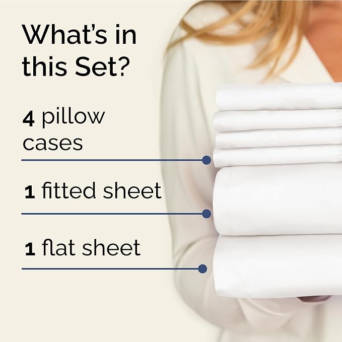 Full 6 Piece Sheet Set - Cooling & Breathable Bed Sheets - Hotel Luxury Bed Sheets for Women, Men, Kids & Teens - Sheets w/Deep Pockets & Easy Fit - Soft & Wrinkle Free - Full Antique White Sheets