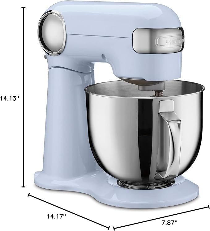 Cuisinart Stand Mixer, 12 Speed, 5.5 Quart Stainless Steel Bowl, Chef?™s Whisk, Mixing Paddle, Dough Hook, Splash Guard w/ Pour Spout, Frosted Blue, SM-50BLU,Arctic Blue