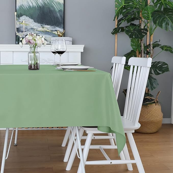 Easy-Going 6 Pack Sage Green Tablecloths 90x132 Inch for 8 Ft Rectangle Table, Washable Polyester Waterproof Stain Resistant Table Cloth, Decorative Table Cover for Kitchen, Dining Tables, Events