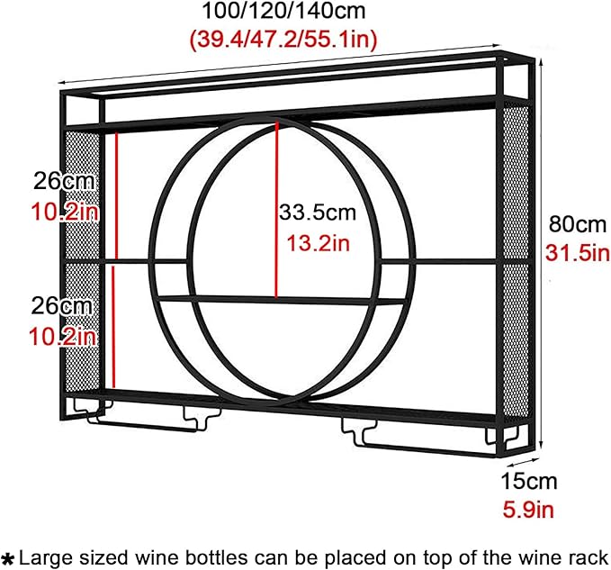 Modern Wine Storage Rack Wall Mounted With LED Light With Wine Glass Holder,Iron Bar Liquor Shelf,Floating Wall Wine Shelves,Bar Liquor Bottle Display Shelf For Kitchen Bar Decoration Gold/Black ( Col