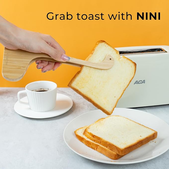 Bamboo Nessie Toast Tongs ??10??Toaster Tongs for Bread & Bagels, Heat-Resistant Bamboo Kitchen Tongs with Anti-Slip Grip, Cute Loch Ness Monster Design for Cooking & Serving