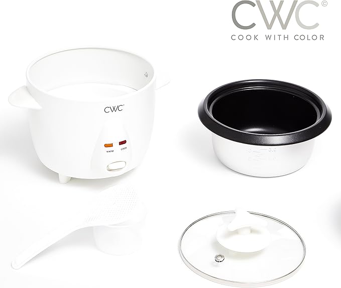COOK WITH COLOR 6 Cup Rice Cooker 300W - Effortless Cooking and Perfectly, Cooks 3 Cups of Raw Rice for 6 Cups of Cooked Rice, Cream