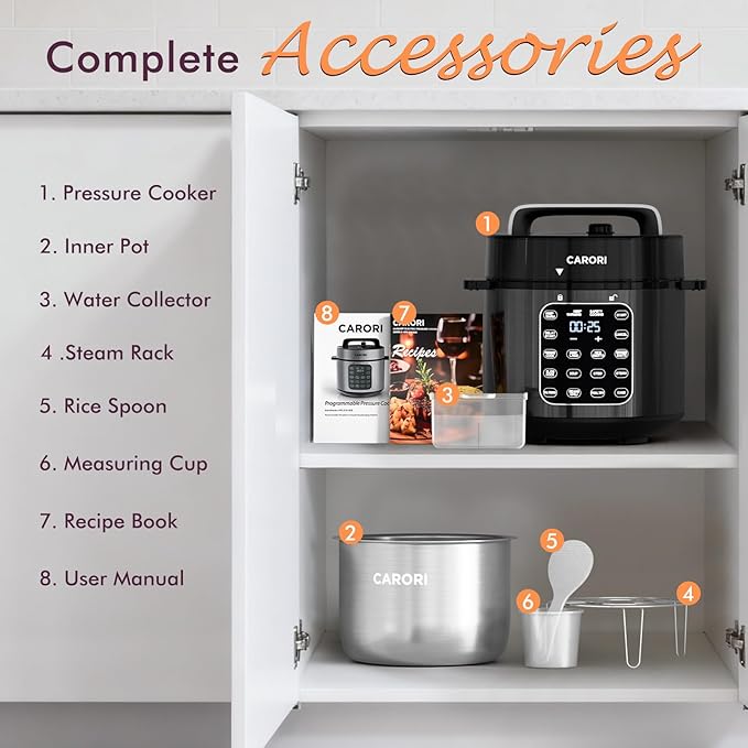 9-in-1 Electric Pressure Cooker 6 Quart Black, Stainless Steel Pot, 12 Preset Functions with Touchscreen, Safe Steam Release, Stew, Slow Cook, Rice, Saut챕, Warmer
