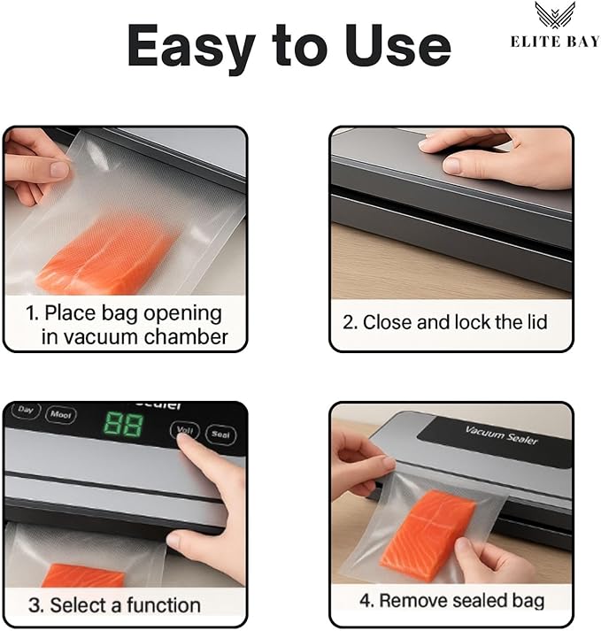 Vacuum Sealer for Food Storage ??120W Power | 30cm Sealing Width | Compact ABS Design | 110V??40V Voltage | Includes 10 BPA-Free Vacuum Bags | For Sous Vide, Meal Prep Food Preservation
