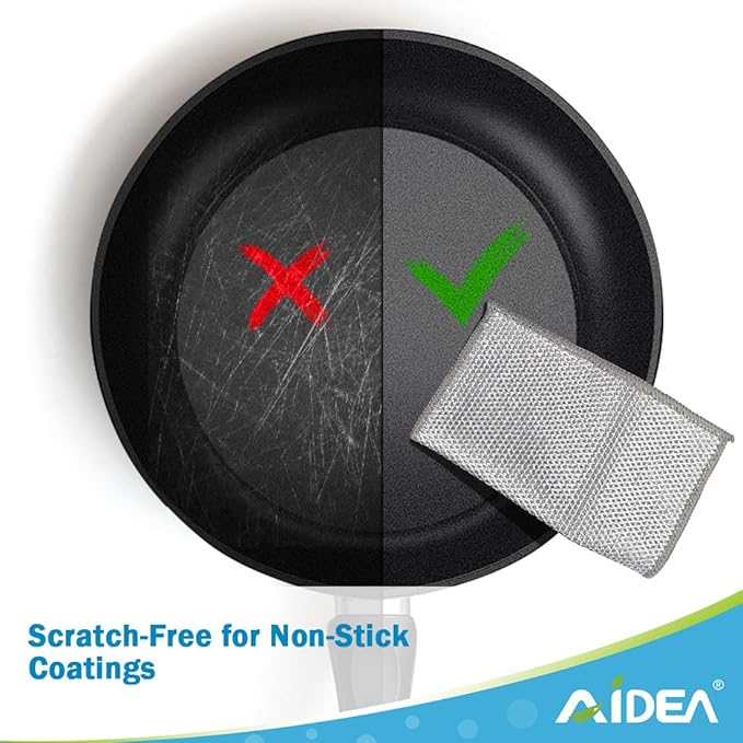 AIDEA Non Scratch Wire Dishcloth 24PK, Wire Dishwashing Rag for Wet and Dry, Washable Dish Rags No Odor, Cleaning Pads Steel Scrubber for Cookware, Sinks, Dishes, Stove Tops, 7"횞8"