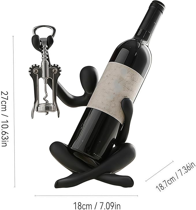 XINXUAN Modern Wine Bottle Holder, Resin Hollow-Out Design Decorative Wine Rack(Black)
