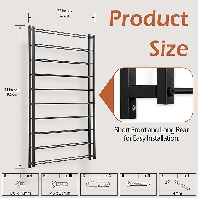 Wine Rack Wall Mounted: 20 Bottles Display Hanging - Large Capacity Wine Storage for Wine Lovers, Bar Operators as Wine Cellar/Bar/Restaurant/Hotel Lobby Display