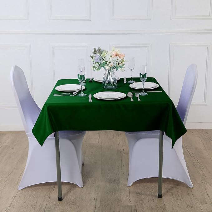 Cupuamon Square Tablecloth 52x52 inch Washable Polyester Fabric Table Cloth for Wedding Party Dining Banquet Decoration（52x52,Hunter）