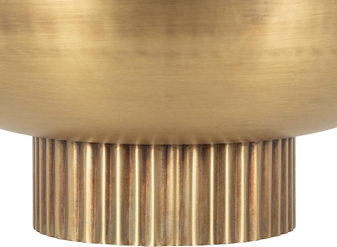 Kate and Laurel Rooks Ribbed Decorative Metal Bowl; 12 Inch Diameter; Brass; Modern Raised Fruit Bowl for Kitchen Counter or Use as a Key Bowl for an Entryway Table