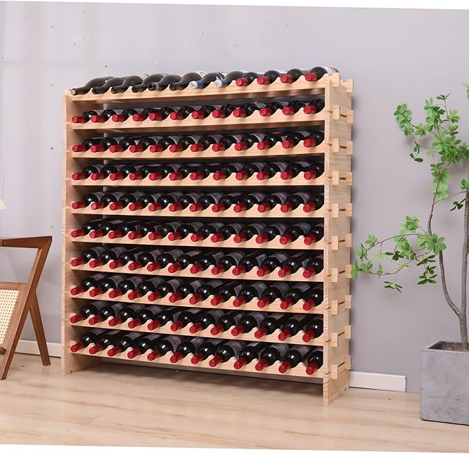 Wine Rack freestanding Floor Cabinet 144bottle Wood Stackable Storage Modular Wine Holder Display Shelves ﻿