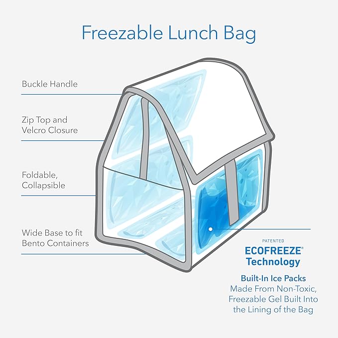 PackIt짰 Freezable Lunch Bag, Ruby, Built with ECOFREEZE짰 Technology, Foldable, Reusable, Zip and Velcro Closure with Buckle Handle, Designed for Work Lunches and Fresh Lunch On the Go
