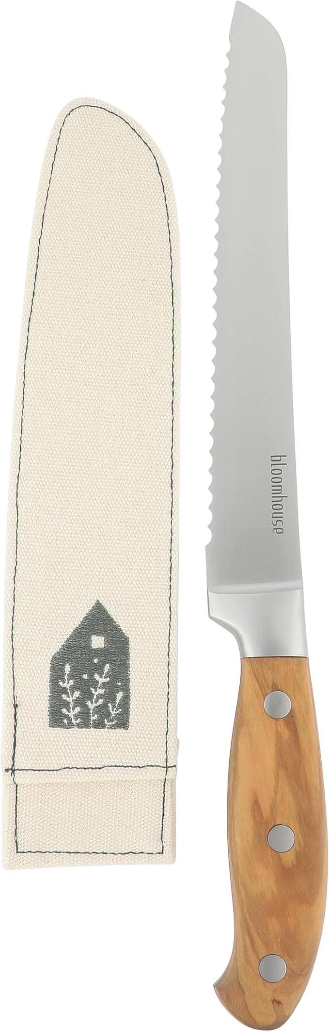 Bloomhouse - Two Time Oprah's Favorite Things Winner - 8-Inch Bread Knife ??German Stainless Steel Serrated Blade with Forged Italian Olive Wood Handle, Full Tang Knife for Artisan Bread & Baking