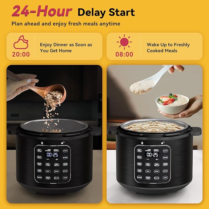 Electric Pressure Cooker 6 Qt, 9 Functions Programmable Instant Pot with IMD Touchscreen, Rice Cook, Slow Cook, Steam, Saut챕, Warm, 16+ Safety Features, 1000W Black