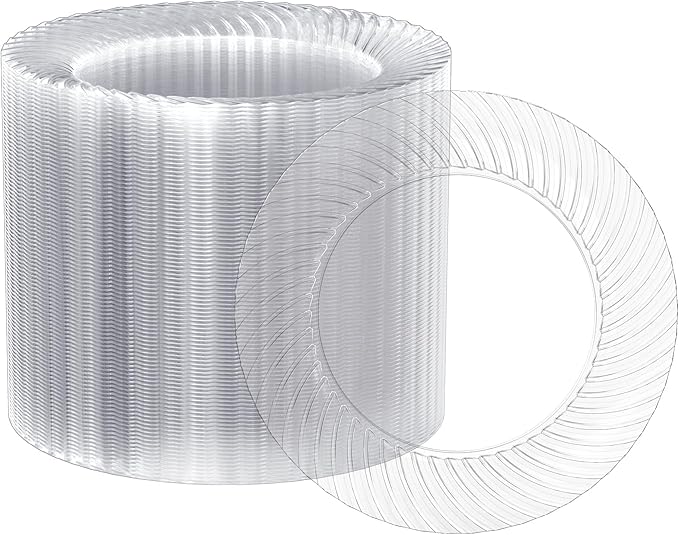 FOCUSLINE 7 Inch Clear Plastic Plates, 100 Count Disposable Heavy Duty Salad Dessert Plates, Premium Hard Plastic for Weddings, Parties & Events