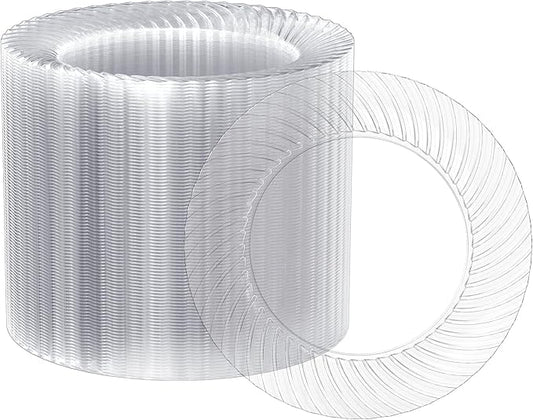 FOCUSLINE 7 Inch Clear Plastic Plates, 100 Count Disposable Heavy Duty Salad Dessert Plates, Premium Hard Plastic for Weddings, Parties & Events