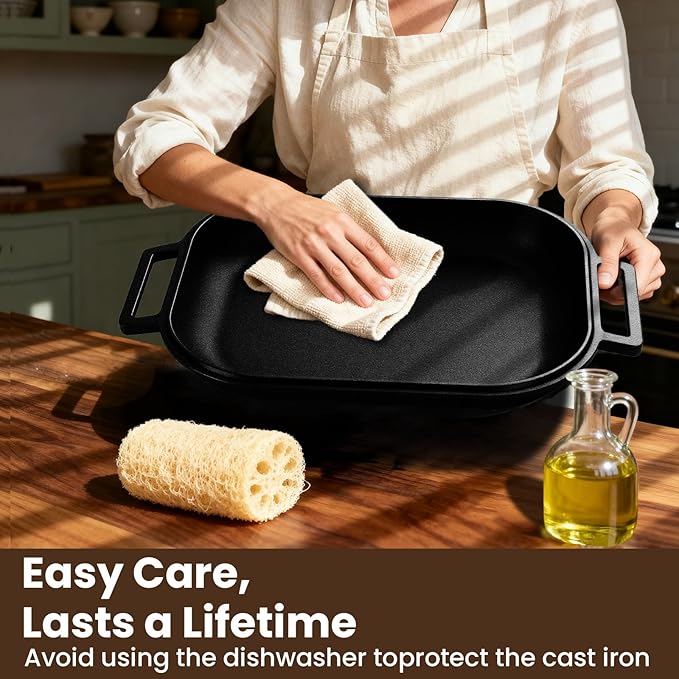 Heavy-Duty Pre-Seasoned Cast Iron Bread Pan, Same as the challenger Bread Pan Cast Iron with Lid, For Homemade Breadmaking, Cloche Inverted Dutch Oven Set for Baking, 15 Lbs Heavy Duty, Non-stick