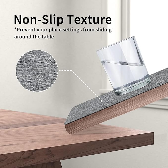 Maxpearl Faux Leather Placemats Set of 8 ??Waterproof, Wipe Clean, Heat Resistant, Non-Slip Dining Table Mats for Indoor & Outdoor Use, 17?씳?2?? Grey