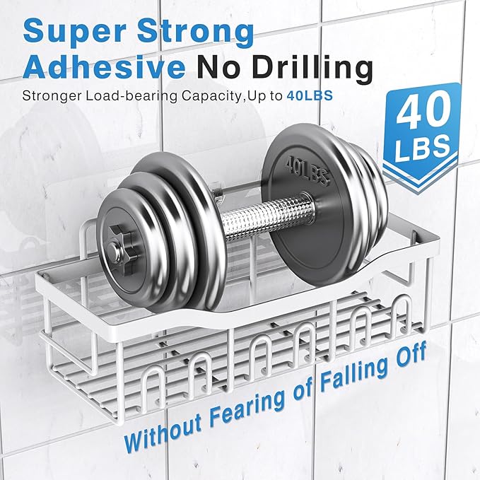 EUDELE 5-Pack Rustproof Stainless Steel Shower Caddy ??No Drill Adhesive Bathroom Organizer with Large Capacity, Spacious Shower Shelves for Inside Shower, Kitchen & Home Decor Storage-XL Size