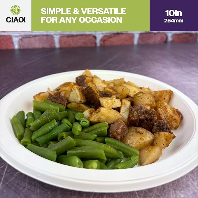 CIAO! 10.25" White Heavy Weight Plastic Plate Mineral Filled Polypropylyne MFPP (Case of 400)