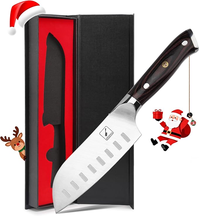 imarku Santoku Knife Chef Knife 5 inch Ultra Sharp Asian Knife Japanese Chef Knife - Japanese SUS440A Stainless Steel - Ergonomic Pakkawood Handle, Best Choice for Home Kitchen