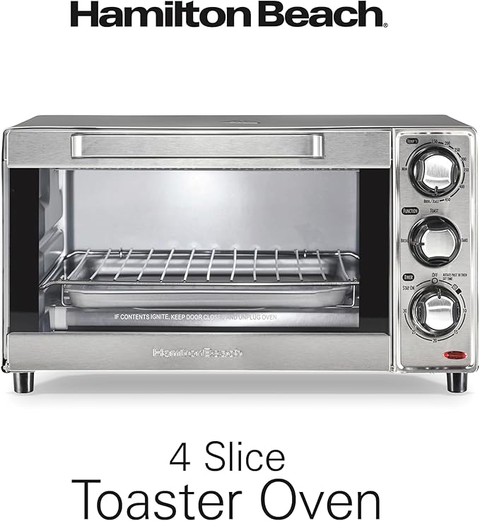 Hamilton Beach Countertop Toaster Oven & Pizza Maker Large 4-Slice Capacity, Stainless Steel (31401)