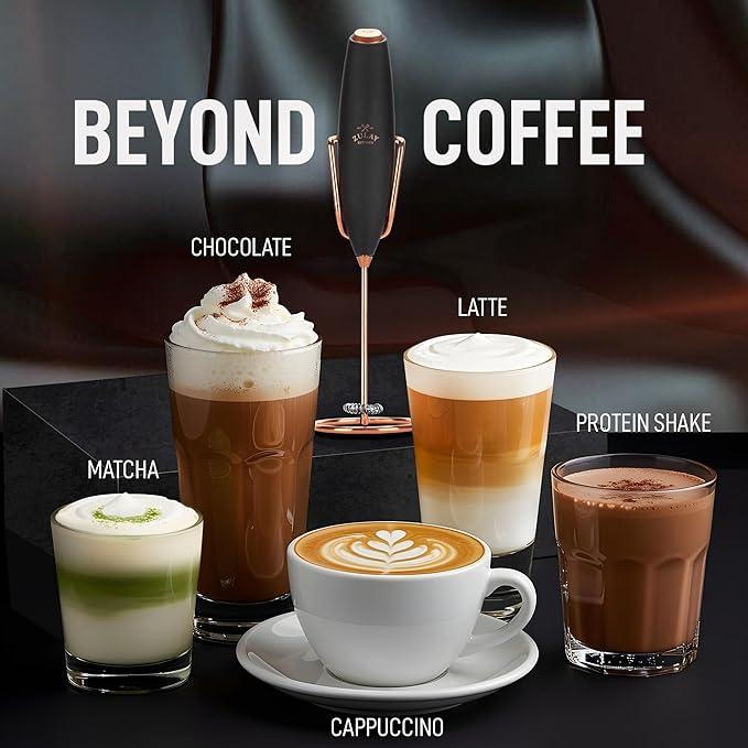 Zulay Kitchen Executive Series Luxury Gift Milk Frother with 4 Duracell Batteries ??Handheld Electric Foam Maker for Coffee, Lattes & Hot Chocolate ??Deluxe Finish, Ultimate Gift for Coffee Lovers