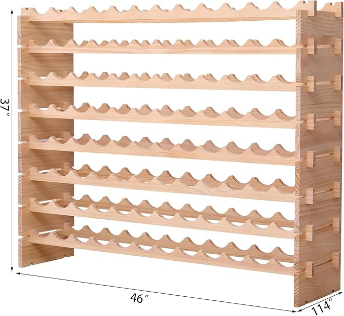 Wooden Stackable Storage Modular countertop Wine Rack cabinet-96bottle Freestanding for Floor Wine Display Stand Holder