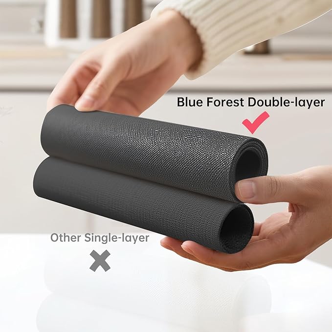 Blue Forest | Rectangular Faux Linen Placemats Set of 8 | Dual- Layered Thickened for Durability | Heat Resistant | Machine Washable | Wrinkle Free for Easy Care Indoor/Outdoor Use - Dark Green