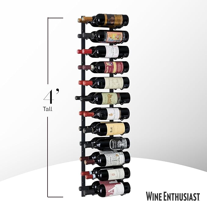 Wine Enthusiast N'FINITY 24 Bottle Wall Mounted Metal Wine Rack ??Label Forward Wine Rack with Easy Installation - 4' Tall, 2 Column Deep (Black)