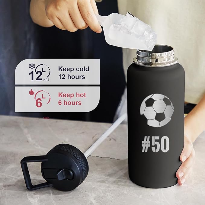 Personalized Laser Engraving Custom Water Bottle Print in USA 10 Pcs 32oz Double Wall Stainless Steel Leakproof Wide Mouth Cup with Flip Straw