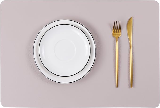 Wipeable Placemats Leather Table Mats Waterproof Heat-Resistant Easy to Clean for Dining Table Set Kitchen Table (2, Taupe)