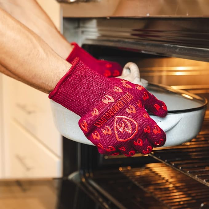 Grill Armor Oven Gloves ??932째F Heat, Fire & Cut Resistant Mitts for BBQ, Grill, Cooking, Grilling, Baking, Smoker & Fire Pit