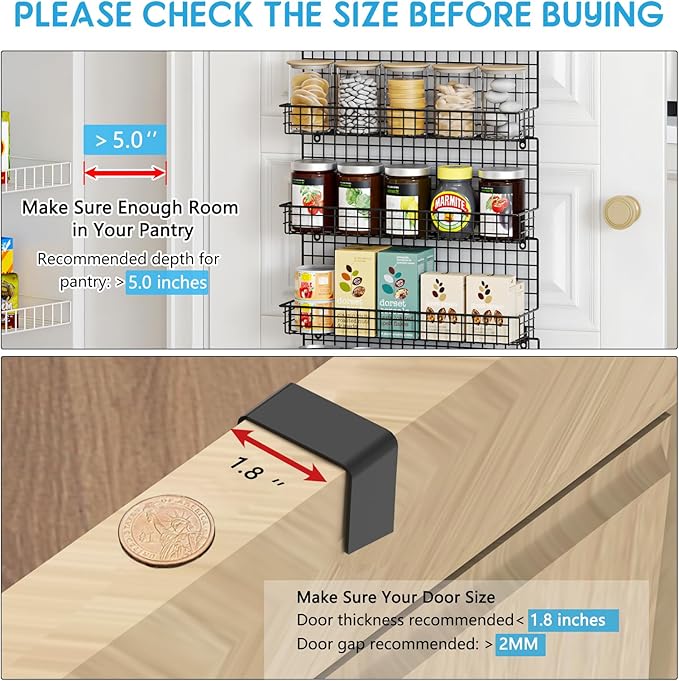 JKsmart 9-Tier Spice Rack Organizer with Door Hook, Wall Mount, and Extra Large Capacity for Pantry Door ??Stylish Black Design for Effortless Organization, Ultimate Kitchen Storage Solution