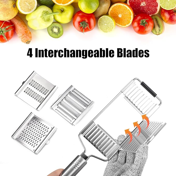 Cheese Grater Handheld: 4 in 1 Professional Stainless Steel Cheese Graters for Kitchen Grater/Peeler/Slicer - Cucumber Slicer for Cheese, Chocolate, Galic, Vegetable, Fruit, Kitchen Gadgets