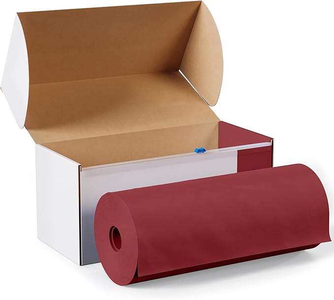 Party Solids 54 Inch X 300 Feet Burgundy Plastic Table Cover Roll in A Cut - to - Size Box with Convenient Slide Cutter. Cuts Up to 36 Rectangle 8 Feet Plastic Disposable Tablecloths