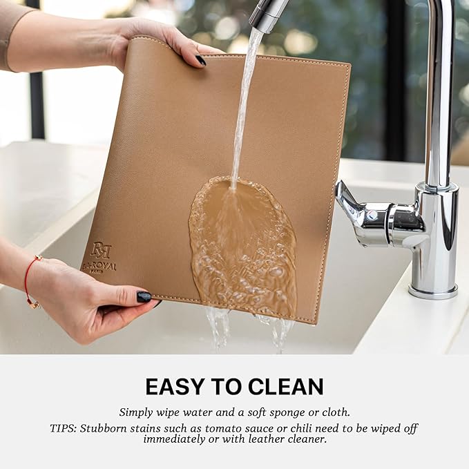 Baroyal Faux Leather Placemats Set of 4 Vinyl Washable Wipeable Table Mats for Kitchen Dining Table Heat Resistant Waterproof Indoor/Outdoor Placemats Non-Slip Easy Clean Place Mats (British Khaki)