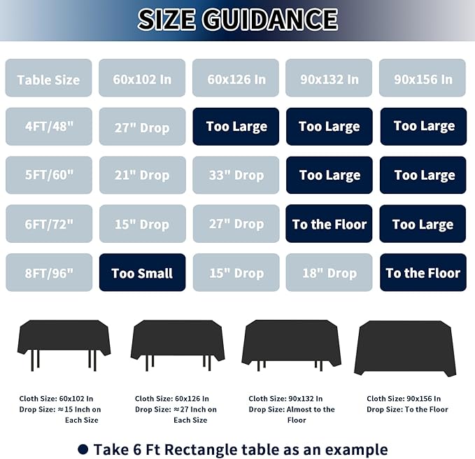 PureFit 6 Pack Rectangle White Table Cloths 90 x 156 Inch for 8Ft Tables, Stain and Wrinkle Resistant Table Linens for Home Use, Wedding, Party, Banquet and Camping