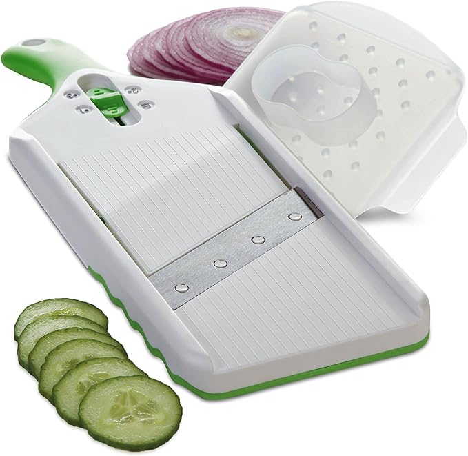 PrepSolutions Adjust-A-Slice Mandoline Slicer, Green ??Adjustable Thickness, Perfect for Vegetables, Fruits, and More