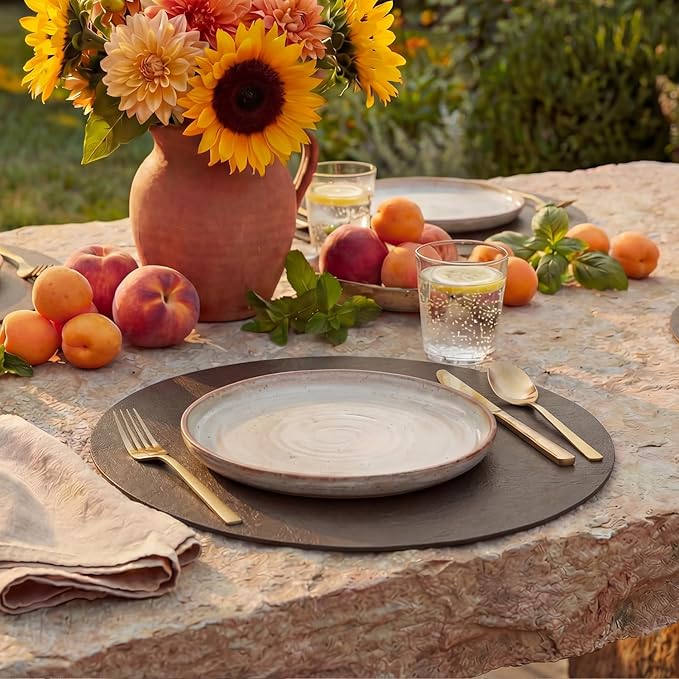 Artoid Mode Coffee Faux Leather Placemats Set of 4, 15 Inch Waterproof Wipeable Heat Resistant Place Mats, Reversible Table Mats for Kitchen Dining Decor